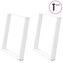 Berkfield Home vidXL Dining Table Legs U-Shaped 2 pcs White 80x(72-73) cm Steel - thumbnail 2