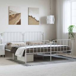 Berkfield Home Metal Bed Frame with Headboard & Footboard White 193x203 cm - thumbnail 2