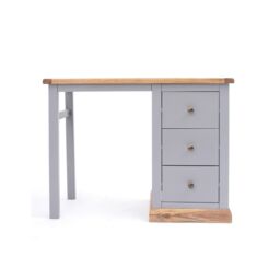 Cabinet Bits Biccari 3 Drawer Desk - Dressing Table Brass Knob in Grey