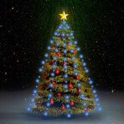 Berkfield Home Bright Christmas Tree Net Lights with 210 LEDs Blue 210 cm - thumbnail 2
