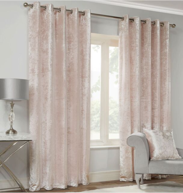 Alan Symonds Crushed Velvet Fully Lined Eyelet Curtains in Pink - Size: 168 cm width x 137 cm drop - image 1