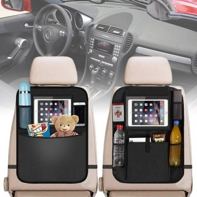 NESTLUNE 2Pcs Car Back Seat Organiser Tablet Holder Storage in Black - Size: Large - image 1