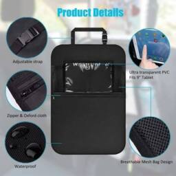 NESTLUNE 2Pcs Car Back Seat Organiser Tablet Holder Storage in Black - Size: Large - thumbnail 5