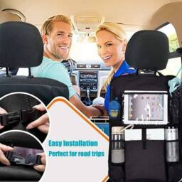 NESTLUNE 2Pcs Car Back Seat Organiser Tablet Holder Storage in Black - Size: Large - thumbnail 4