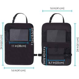 NESTLUNE 2Pcs Car Back Seat Organiser Tablet Holder Storage in Black - Size: Large - thumbnail 2