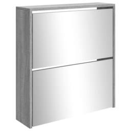 Berkfield Home Shoe Cabinet with Mirror 2-Layer Grey Sonoma 63x17x67 cm - Size: 63 x 17 x 67 cm - thumbnail 4