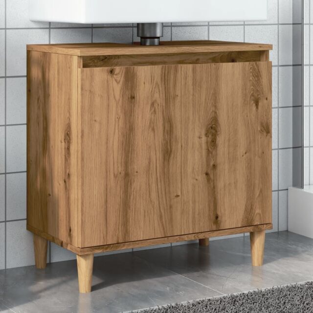 Berkfield Home Sink Cabinet Artisan Oak 58x33x60 cm Engineered Wood in Brown - Size: 58 x 33 x 60 cm - image 1