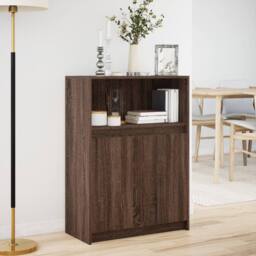 Berkfield Home Sideboard with LED Brown Oak 72x34x100 cm Engineered Wood - Size: 72 x 34 x 100 cm - thumbnail 4