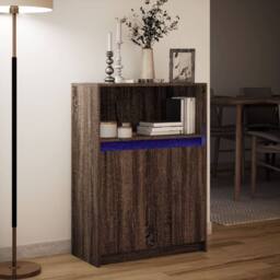 Berkfield Home Sideboard with LED Brown Oak 72x34x100 cm Engineered Wood - Size: 72 x 34 x 100 cm - thumbnail 5