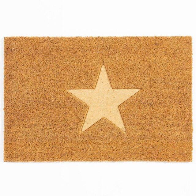 Arthouse Astley Star Embossed PVC Backed Coir 60x40cm Doormat in Natural - Size: 40 cm x 60 cm - image 1