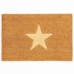 Arthouse Astley Star Embossed PVC Backed Coir 60x40cm Doormat in Natural - Size: 40 cm x 60 cm