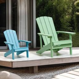 Wyld and Coco Kids Outdoor Chair Light Blue Plastic Wood Weather Resistant