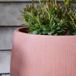 Dibor Large Terracotta Symmetry Stripe Fibre Clay Indoor Outdoor Garden Planter Houseplant Flower Plant Pot H37 x Dia55cm in Pink - thumbnail 4
