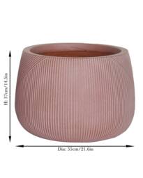 Dibor Large Terracotta Symmetry Stripe Fibre Clay Indoor Outdoor Garden Planter Houseplant Flower Plant Pot H37 x Dia55cm in Pink - thumbnail 6