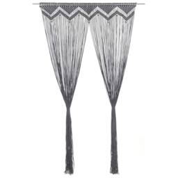 Berkfield Home Macrame Curtain Anthracite 140x240 cm Cotton in Dark Grey - thumbnail 2
