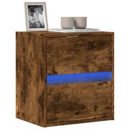 Berkfield Home TV Wall Cabinet with LED Lights Smoked Oak 41x31x45 cm in Brown - Size: 41 x 31 x 45 cm - thumbnail 2