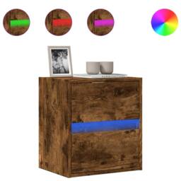 Berkfield Home TV Wall Cabinet with LED Lights Smoked Oak 41x31x45 cm in Brown - Size: 41 x 31 x 45 cm - thumbnail 1