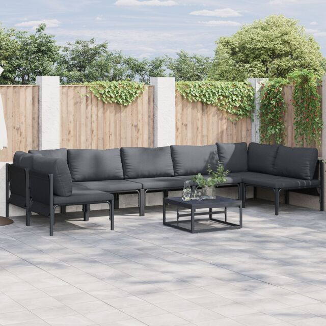 Berkfield Home Garden Sofa Set 7 pcs Anthracite Steel - image 1
