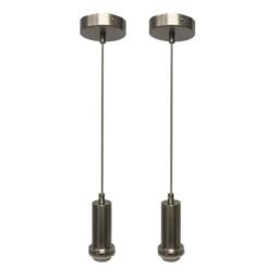 First Choice Lighting Set of 2 Celine - Satin Nickel Ceiling Flex Suspension Kits for Shades in Silver - thumbnail 1