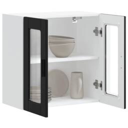 Berkfield Home Kitchen Wall Cabinet with Glass Door Porto Black