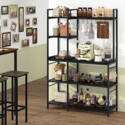 Costway Bakers Rack 5-Tier Coffee Bar Table 159 cm Large Microwave Stand in Black - thumbnail 5