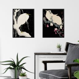 Artery8 Wall Art Print Pack of 3 A4 Ohara Koson Japan Kachō-e Bird & Flower Heron Cockatoo Japanese Paintings Living Room s Set - thumbnail 6