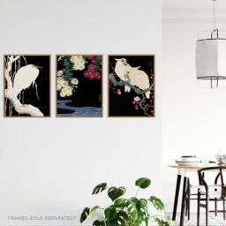 Artery8 Wall Art Print Pack of 3 A4 Ohara Koson Japan Kachō-e Bird & Flower Heron Cockatoo Japanese Paintings Living Room s Set - thumbnail 3