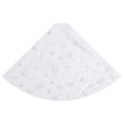 Berkfield Home Luxury Christmas Tree Skirt White 150 cm Faux - thumbnail 4