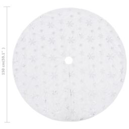 Berkfield Home Luxury Christmas Tree Skirt White 150 cm Faux - thumbnail 6