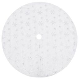 Berkfield Home Luxury Christmas Tree Skirt White 150 cm Faux - thumbnail 2