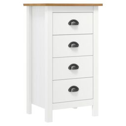 Berkfield Home Sideboard Hill White 46x35x80 cm Solid Pine Wood - Size: 46 x 35 x 80 cm - thumbnail 1