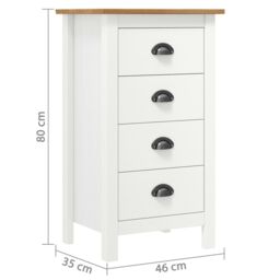 Berkfield Home Sideboard Hill White 46x35x80 cm Solid Pine Wood - Size: 46 x 35 x 80 cm - thumbnail 7