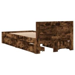 Berkfield Home Bed Frame with Headboard without Mattress Smoked Oak 90x200 cm in Brown - thumbnail 7
