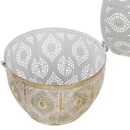 Wyld and Coco Gold Openwork Egg Lantern 34 cm - Glass Candle Holder - thumbnail 6