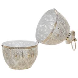 Wyld and Coco Gold Openwork Egg Lantern 34 cm - Glass Candle Holder - thumbnail 4