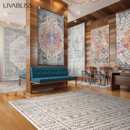 Livabliss Roma-Abstract Grey Beige Blue Modern Marble Living Dining Bedroom Rug - Size: 200 cm x 275 cm - thumbnail 9