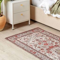 Wyld and Coco Multicolour Vintage Floral Area Rug Cotton Polyester Woven - Size: 80 cm x 150 cm