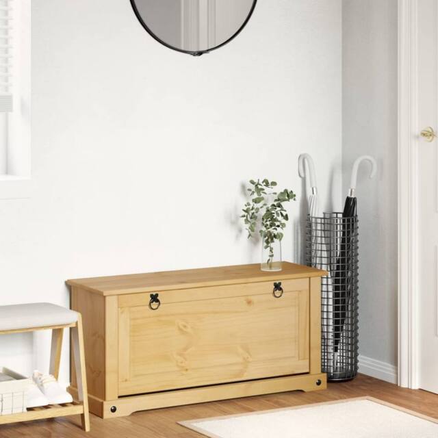 Berkfield Home Shoe Cabinet Corona 99x32x47 cm Solid Wood Pine in Natural - Size: 99 x 32 x 47 cm - image 1