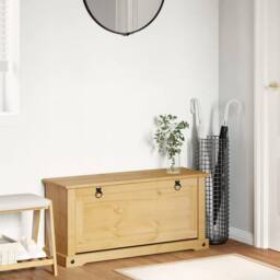 Berkfield Home Shoe Cabinet Corona 99x32x47 cm Solid Wood Pine in Natural - Size: 99 x 32 x 47 cm