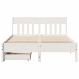 Berkfield Home Bed Frame without Mattress White 135x190 cm Double Solid Wood Pine - thumbnail 4