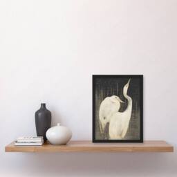 "Artery8 Two Egrets in the Snow Vintage Framed Wall Art Print van Hoytema in Grey - Size: W12"" x H16""" - thumbnail 4