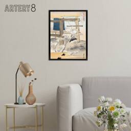 "Artery8 Monk Ringing the Temple Bell Framed Canvas Wall Art Print Ogata Gekko in Beige - Size: W12"" x H16""" - thumbnail 3