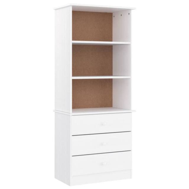 Berkfield Home Bookcase with Drawers ALTA White 60x35x142 cm Solid Wood Pine - Size: 60 x 35 x 142 cm - image 1
