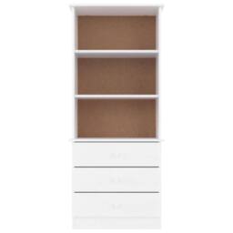Berkfield Home Bookcase with Drawers ALTA White 60x35x142 cm Solid Wood Pine - Size: 60 x 35 x 142 cm - thumbnail 3