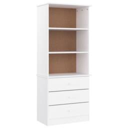 Berkfield Home Bookcase with Drawers ALTA White 60x35x142 cm Solid Wood Pine - Size: 60 x 35 x 142 cm - thumbnail 1