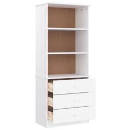 Berkfield Home Bookcase with Drawers ALTA White 60x35x142 cm Solid Wood Pine - Size: 60 x 35 x 142 cm - thumbnail 4
