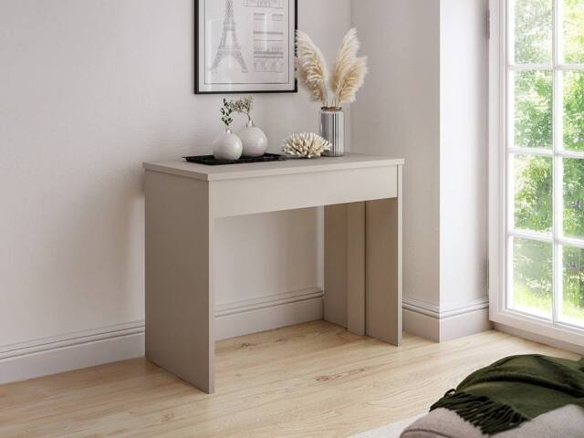 Vente-unique Extendable Console Dining Table Seats 12 - 6 Extensions - Beige - image 1