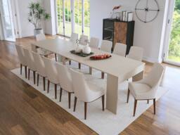 Vente-unique Extendable Console Dining Table Seats 12 - 6 Extensions - Beige - thumbnail 5