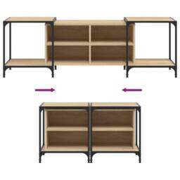 Berkfield Home TV Cabinet Sonoma Oak 153x37x50 cm Engineered Wood in Light Brown - Size: 153 x 37 x 50 cm - thumbnail 7