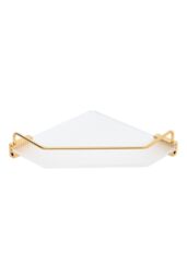 Living and Home Acrylic Bathroom Corner Shelf Adhesive Shower Organiser in Gold - thumbnail 4